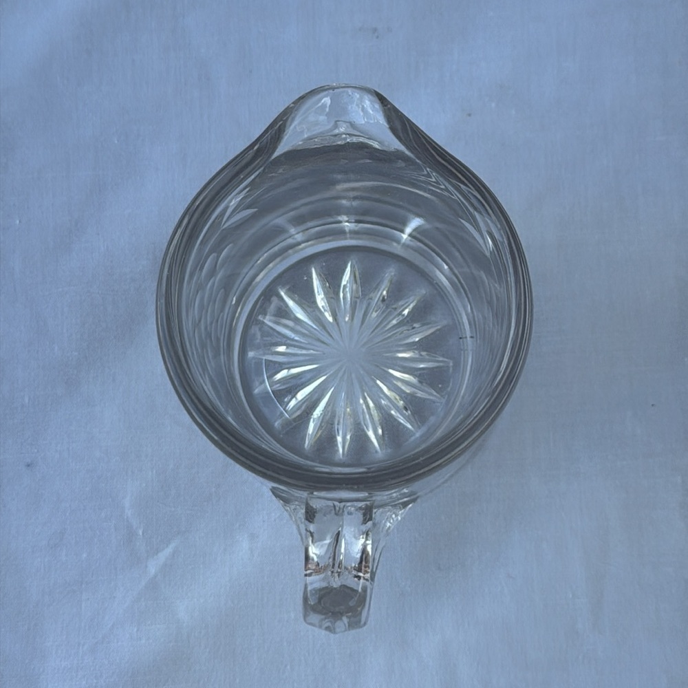 Vintage Clear Glass Creamer with Etched Design of Grapes Fruit - Picture 5 of 7
